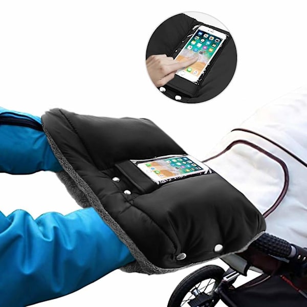 Handvärmare, Vagnshandskar Fleece Insida Handmuff Med Mobilficka, Vattentät Och Vindtät