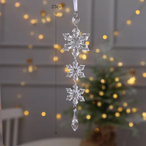 15 cm Jul Snöflinga Julgransdekorationer Noel Kristall Ren Krans Hängande Ornament God Jul Dekor För Hemmet 2023 B