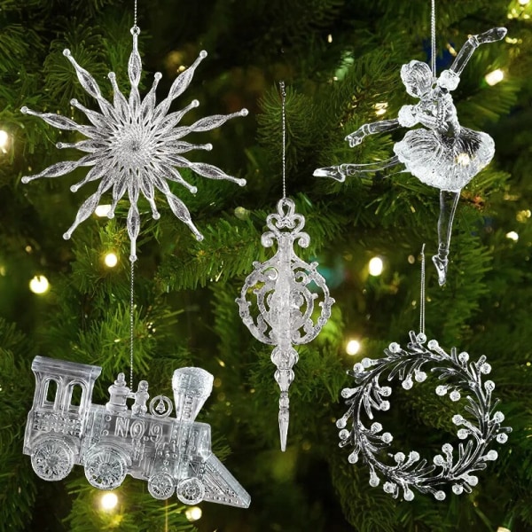 Joulukuusi Läpinäkyvä Lumihiutale Ripustuskoriste Akryyliriipus 2023 Joulukoriste Koti Navidad Lahja Uusi Vuosi 2024 16
