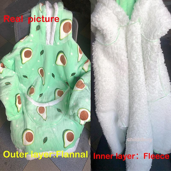 Vinter Sherpa Filt Plysch Fleece Familj Matchande Hoodie Flicka Sweatshirt Avokado Hemmakläder rainbow MenSize