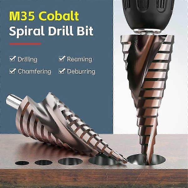 Trinborebitsæt, 3 stk. titanium-trinborebits, metrisk 4 mm til 32 mm borekeglebits til metal, træ, PVC B