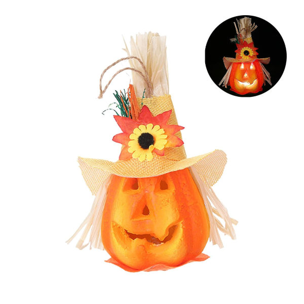 Jack-o'-lantern Ornament Pumpa Trädgård Trädgårdsarbete Kreativ Gåva Skum Fönsterdekor Lantlig Målad Keramisk Pumpa yellow hat