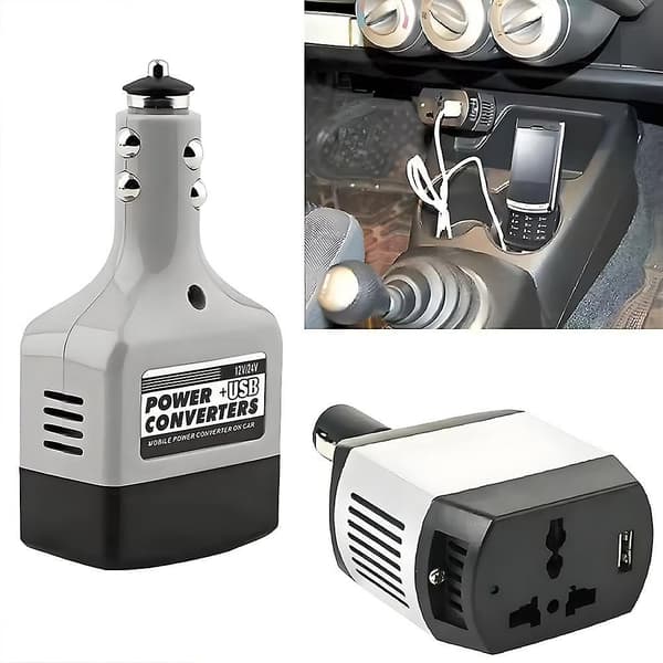 Biloplader Power Inverter Adapter DC til AC-adapter Konverter USB-stik