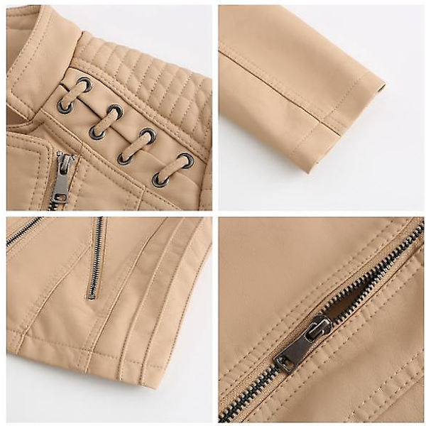 Skinnjacka för damer, avslappnad modell med dragkedja, finns i 12 färger Khaki XXL