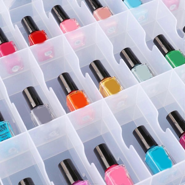 48 Fack 2 Lager Nagellacksorganiserare Bärbar Transparent Nageltillbehör Handarbete Förvaringslåda Justerbar