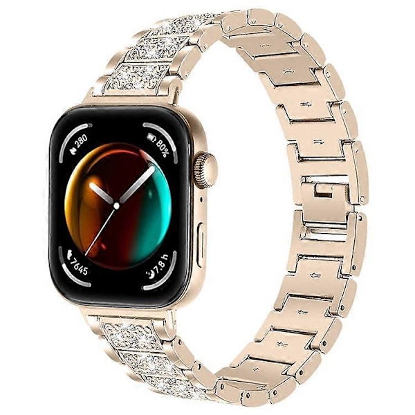 Kompatibelt metallarmband med strass för Huawei Watch Fit 3 Smartklocka Champagne