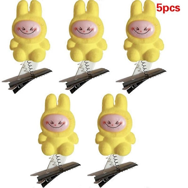 5 stk. Nye Hårklemmer 3D Labubu Spring Hårklemmer Tegneserie Plys Hårnåle DIY Andenæbsklemme Hovedbeklædning Børns Hårtilbehør A5