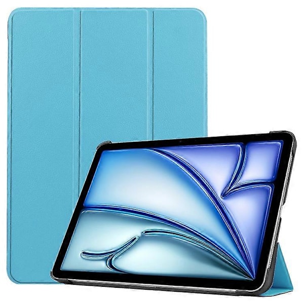 Kompatibel med iPad Air 11 (2025) / (2024) Etui PU Læder Beskyttende Tri-Fold Stand Smart Cover Azure