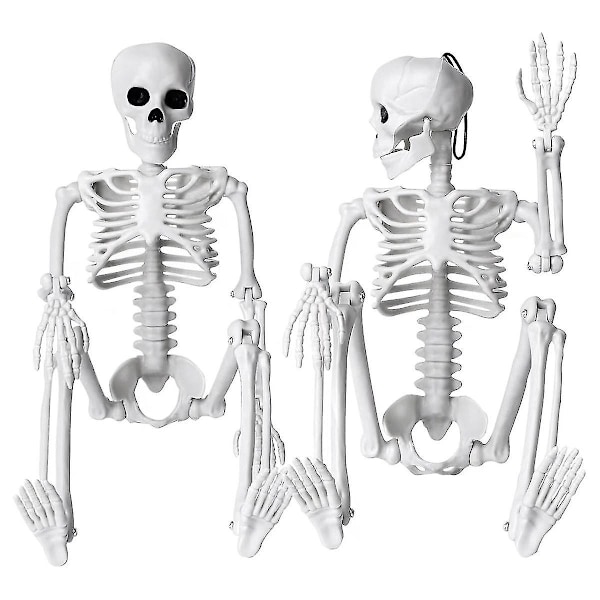 2 kpl Luuranko Halloween-koristeet, 16 tuuman kokoinen, täysin liikuteltava Halloween-luuranko ripustettavaksi sisä- ja ulkokoristeeksi