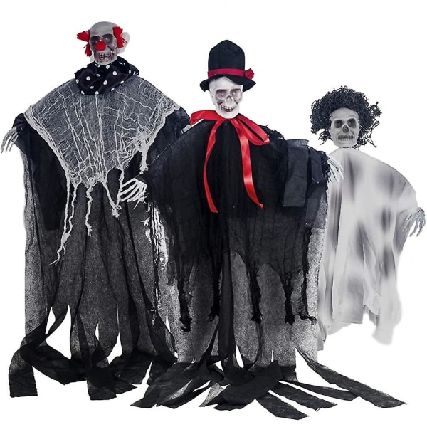 Puutarha Ghostface Scarecrow Ulkona roikkuu Pelottava Scream Kummitus Lintujen karkottaja Luova Scarecrow koristeet Halloween-sisustus 3pcs black