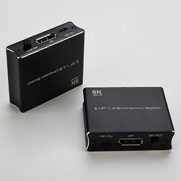 8K DP Switch DisplayPort 1.4 Bi-Direction Switch Konverter 2X1/1X2 Understøtter 4K@120Hz 8K@30Hz til Mul