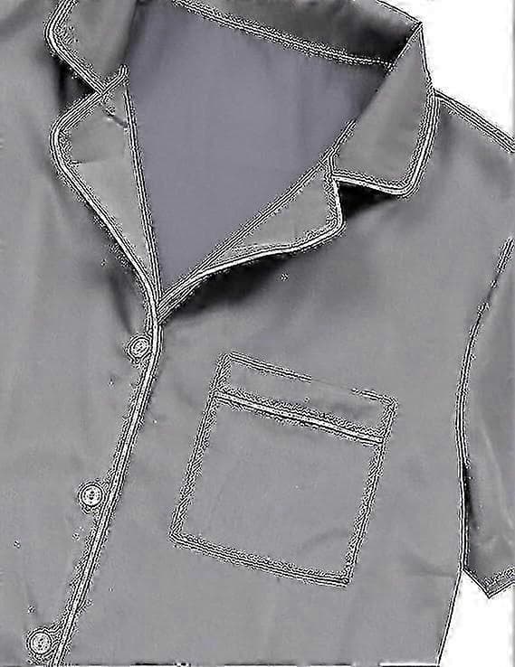 Sommerpyjamas for kvinner, pyjamasett i silkesateng for kvinner Grey S