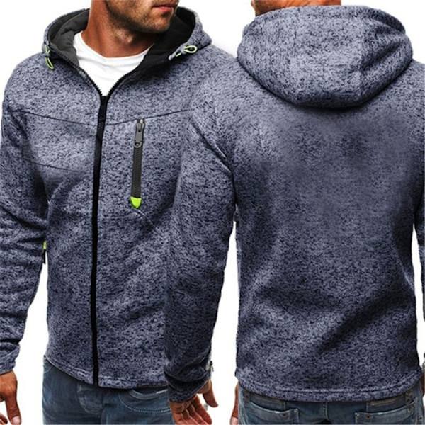 Syksyn ja talven miesten takki neule lumikello hupullinen vapaa-ajan takki vetoketju miesten vaatteet takki Navy Blue 4XL