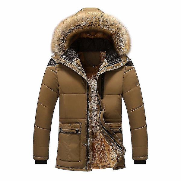 Vinterfortykket Varm Parka Herre Fleece Hætte Herre Vinterjakke Frakke Arbejdstøj Jakke Fløjlsfrakke Auburn M