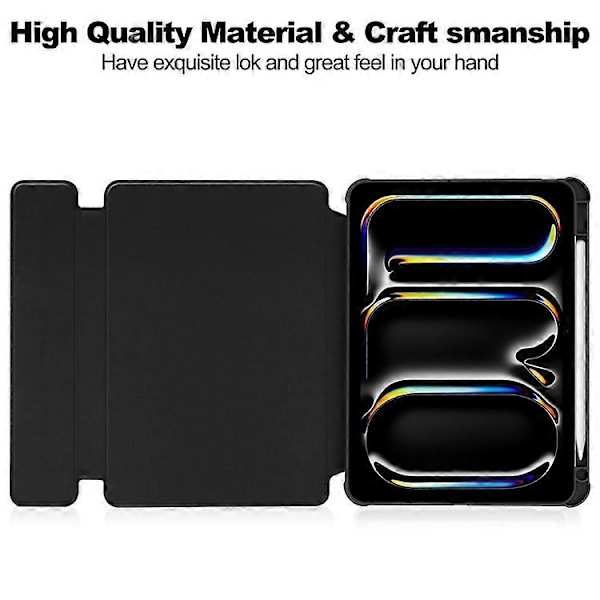 Kompatibelt Skal för iPad Pro 11 (2024) Läder+Akryl Ställ Tablet Cover med Bluetooth Tangentbord Black