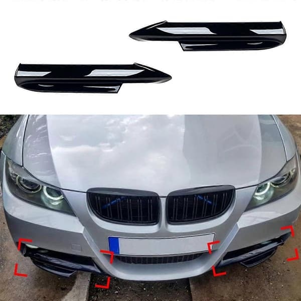 Til 3 Serie E90 E91 320I 330I 2005-2008 Frontkofanger Læbe Vinkel Diffuser Splitter Spoiler Beskytter