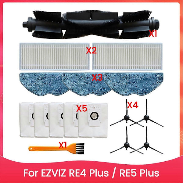 For RE4 Plus / RE5 Plus Hovedsidebørste HEPA Filter Moppeklut
