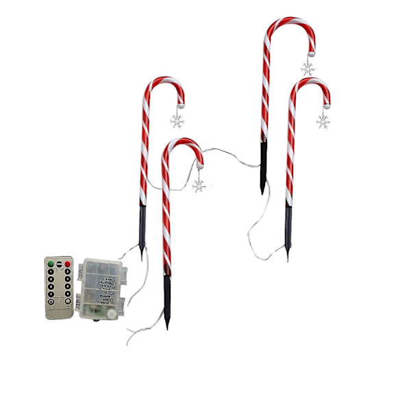 Sesong- og høytidsdekorasjoner Solenergi Jul Krykke Bakkelampe Utendørs Plug-in Godteri Krykke Plener Landskap Lampe 4-delt Sett Q