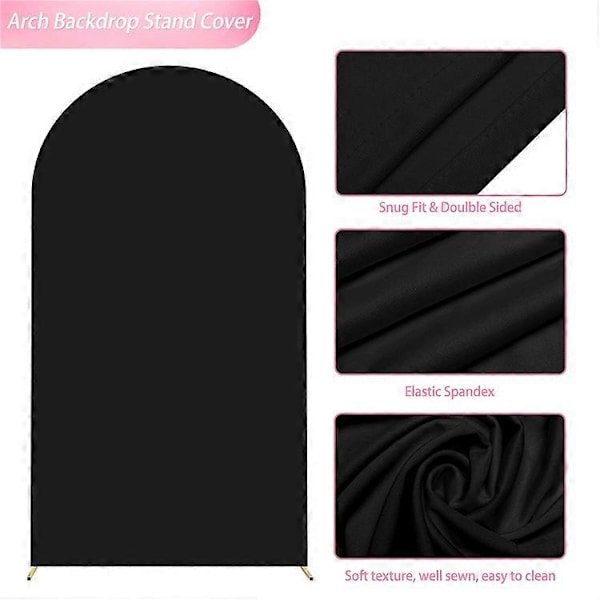 5FT 65x150cm U-Formet Bakgrunnsbue Ramme Stativ Elastisk Trekk for Bryllupsseremoni Bursdagsfest Black