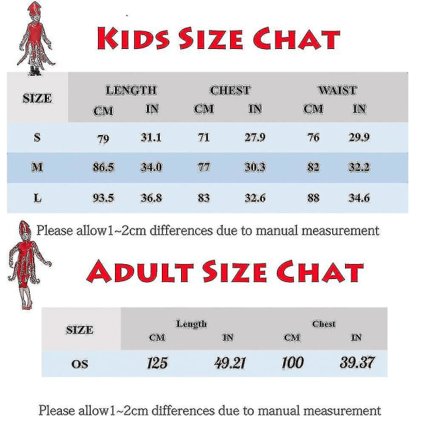Rolig Familj Bläckfisk Kostym Röd Octopus Svamp Overall För Barn Havsdjur Kostym Halloween Karneval Cosplay adult One Size