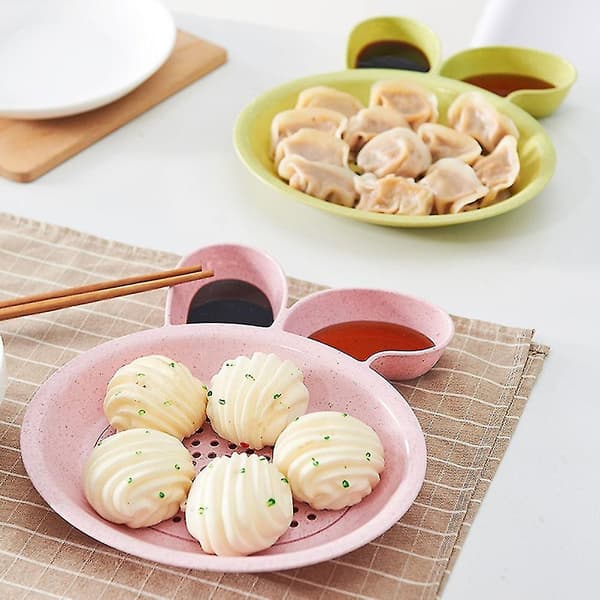 2 st Dubbellagers Dumpling Mat Dräneringsplatta Dippsås Serveringsfat Skål Q