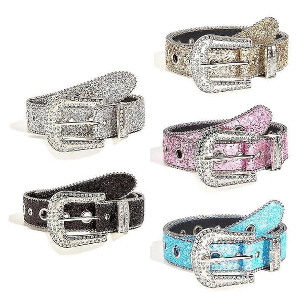 Glitterbelte for kvinner med glitrende rhinsteiner pink