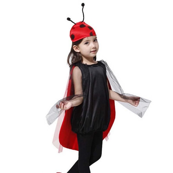 Barn Jenter Rød Ladybug Ladybird Kappe Antenne Hat Klær Fest For Barn Cosplay Halloween kostyme M