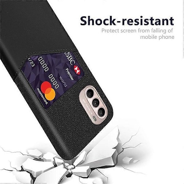 Kortholder Design Stof + PC + PU Læder Bagcover Stødsikkert Etui Kompatibelt til Motorola Moto G31 / G41 Black