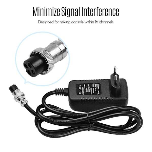 Mixing Console Mixer Strømforsyning AC Adapter 15V 230mA Universal 4-Pin Rundt Stik til 16 Kanaler