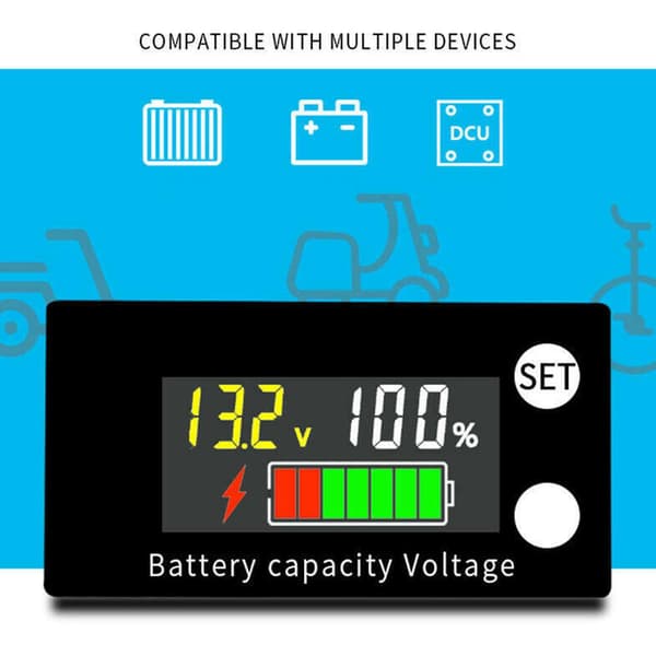 Batterikapacitetsindikator DC 8V-100V Blysyre Lithium Bil Voltmeter