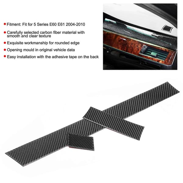 3 st Kolfiber Instrumentbräda Panel Trim Skydd Dekoration Passar 5-serie E60 E61 2004?2010