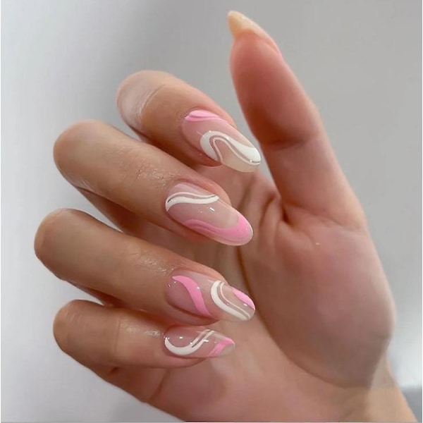 French Luxury Fake Nails Extra Long Press On Butterfly Strass Nails Vit Fyrkantig Akryl False Nails - Tips 24 St.