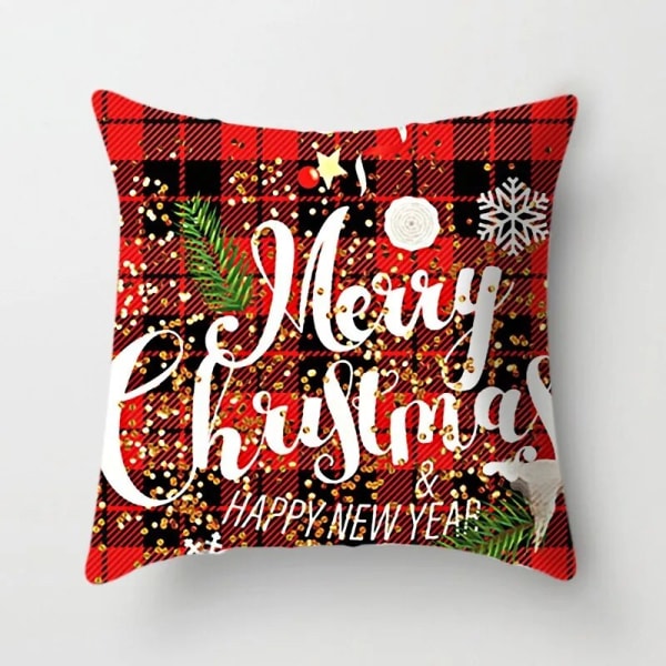 45x45cm Röd Vit Svart Gitter Jul Örngott God Jul Prydnader För Hem Xmas Nyår 2023 Soffa Bil Cover Navy Blue