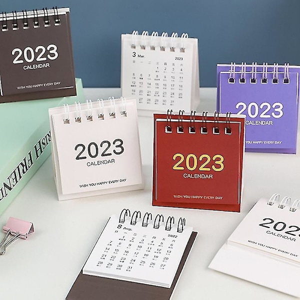 2023 Kalender Minimalistisk Dekorativ Selvstående Lett Sidevending Fleksibel Daglig Plan Solid Farge Juli 2022 Til Desember 2023 Skrivebordskalender F