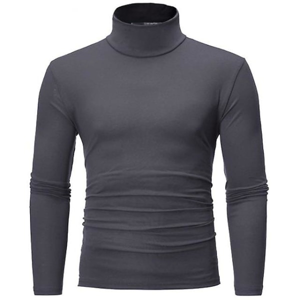 Polo med hög krage för män, enfärgad, smal, elastisk, tunn, pullover, vår, höst, underkläder, polotröja, herrstickad blus, baströja, topp Dark Gray 1 XXL