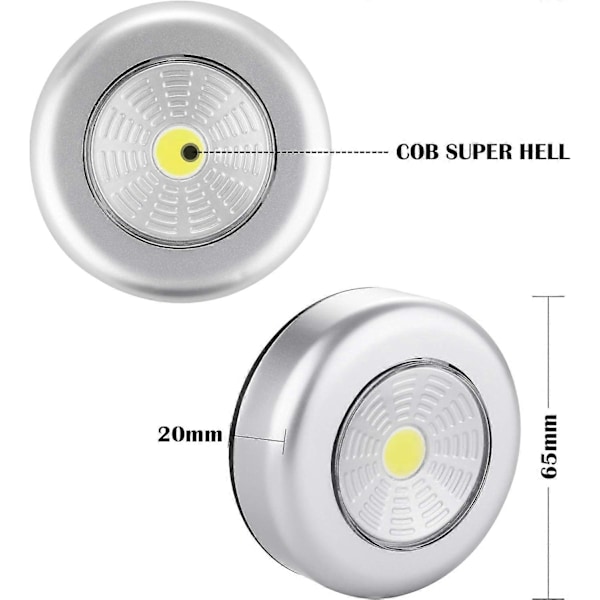 LED Spot Kabinet Lys, 6 stk. Selvklæbende Natlamper Ekstra Belysning til Trapper Spejl Køkken