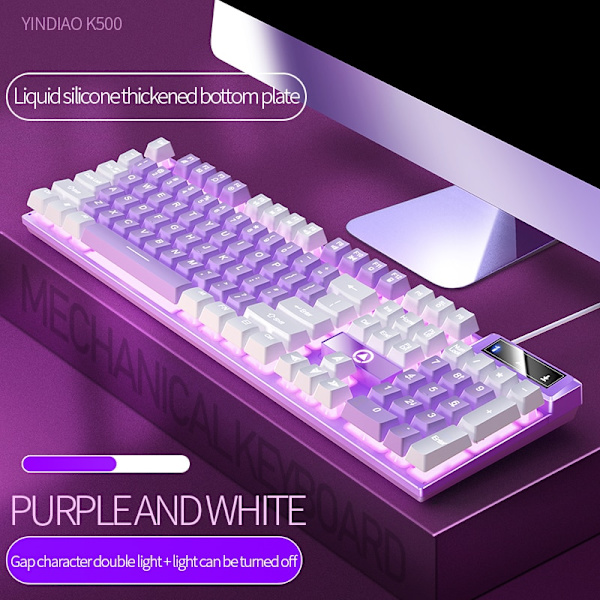 104 Tasters Gaming Mekanisk Tastatur Kablet For PC Gaming Stasjonær Datamaskin Tilbehør Purple white