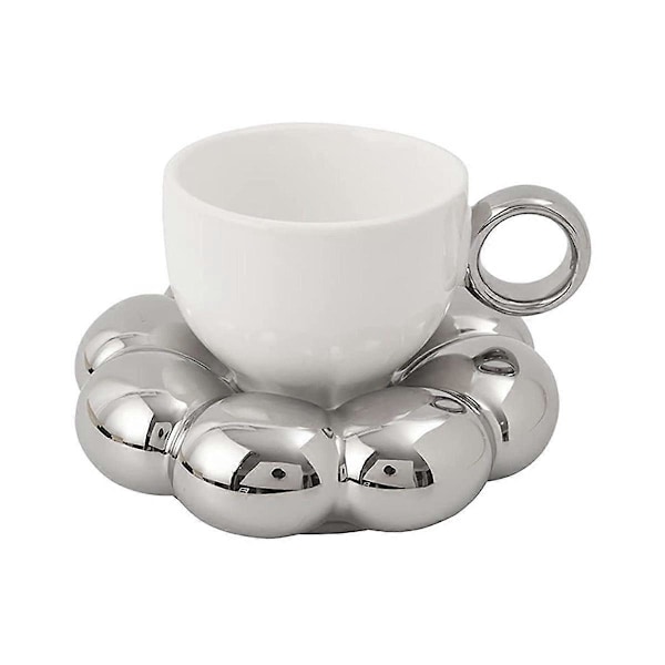 Blommig Kaffekopp & Fat Set Söt Mugg & Fat Set Keramisk Kaffekopp med Solrosfat Latte