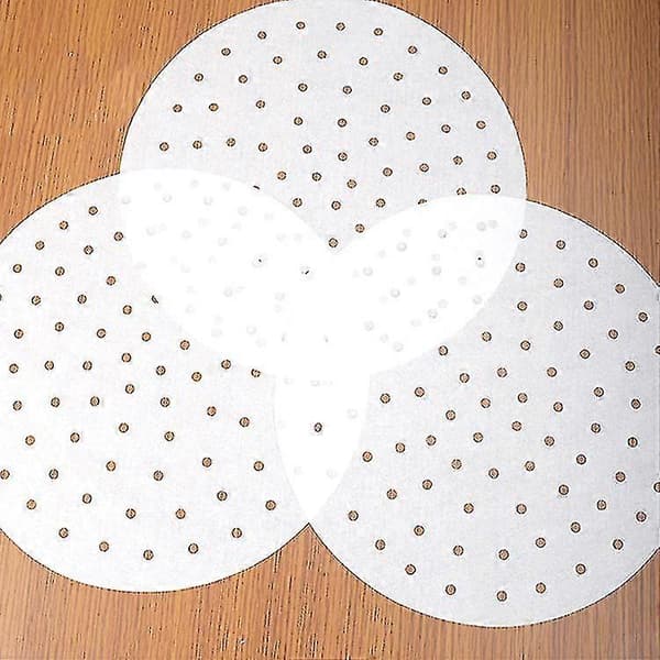 100 st Luftfritös Perforerat Bakplåtspapper 6 Tum Luftfritös Liner/bambu Ångkokare Papperperforerat Bakplåtspapper