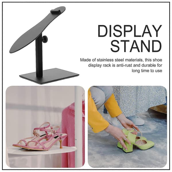 Sko-stativ i rustfrit stål, højdejusterbart sko-displaystativ, metalsko-displayreol til skobutik