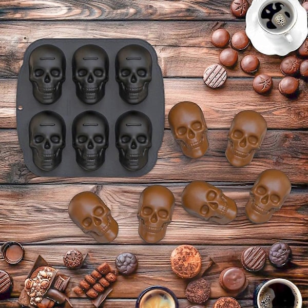 Halloween Kraniekageform, 3D Silikoneform til Bagning og Slik