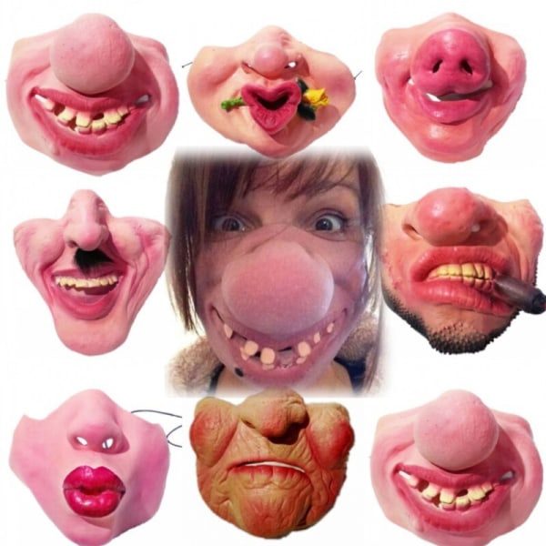 Kreativ Voksen Klovn Latex Cosplay Rekvisitter Humoristisk Elastik Halv Ansigt Fest Sjov Halloween Horror Maske style 4