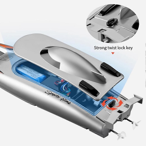 RC-kilpavene aikuisille - 2,4 GHz:n nopea elektroninen kauko-ohjattava RC-vene lapsille, musta