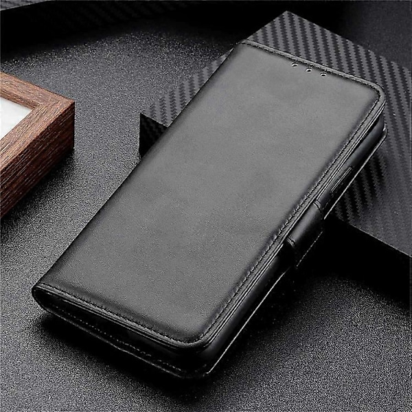 Kompatibel til Honor X7a 5G Ko Læder Tekstur Telefon Læder Cover Wallet Stand Telefon Etui Black