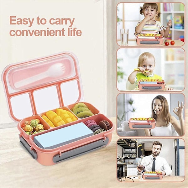 16 stk. Bento Matboks Sett 4-Rom Matboks Beholdere Matboks med Morsomt Tilbehør Mat Ca
