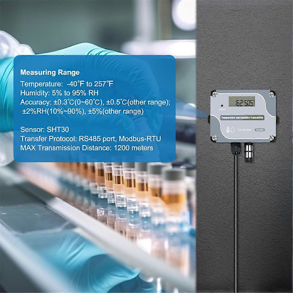 RS485 Temperatur Fuktighetssensor Modbus RTU Temp Sensor Digital Industriell Temp- och Fuktighetstransm