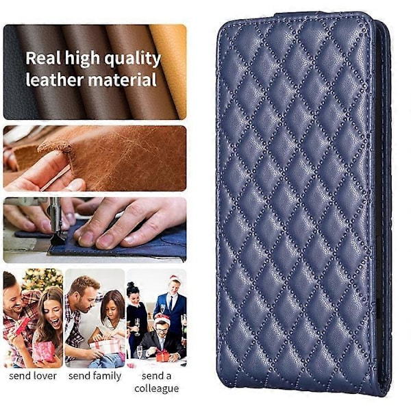 BF30 Kompatibel til Samsung Galaxy A35 5G Etui Kortholder Vertikal Flip Læder Cover Blue