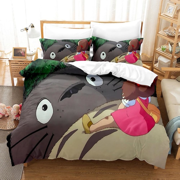 M8 Min granne Totoro 3D-tryckt sängklädesset Påslakan Örngott Barnpresent US TWIN 173x218cm