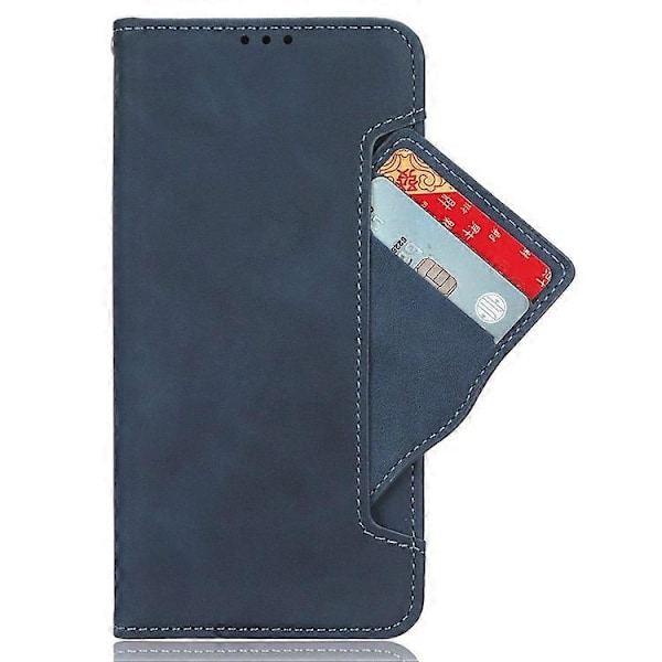 Kompatibel med HTC U23 Pro 5G Mobiltelefoncover med Flere Kortpladser PU Læder Etui med Stativpung Blue