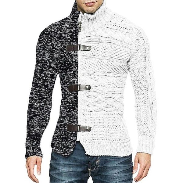 Pologenser Cardigan Herregenser Høst Vinter Lappeteppe Jakke Vintage Mann Strikkegenser Frakk Glidelås Strikket Genser Slim Topper HC3650AGreen XL